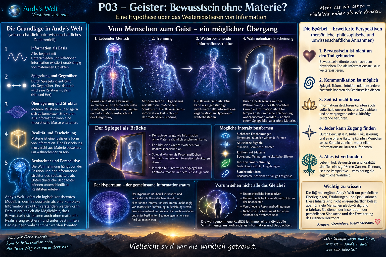 P03 – Geister als mögliche nichtmaterielle Bewusstseinsstrukturen, Resonanz über Hyperraum und Rekonstruktion durch Beobachter.