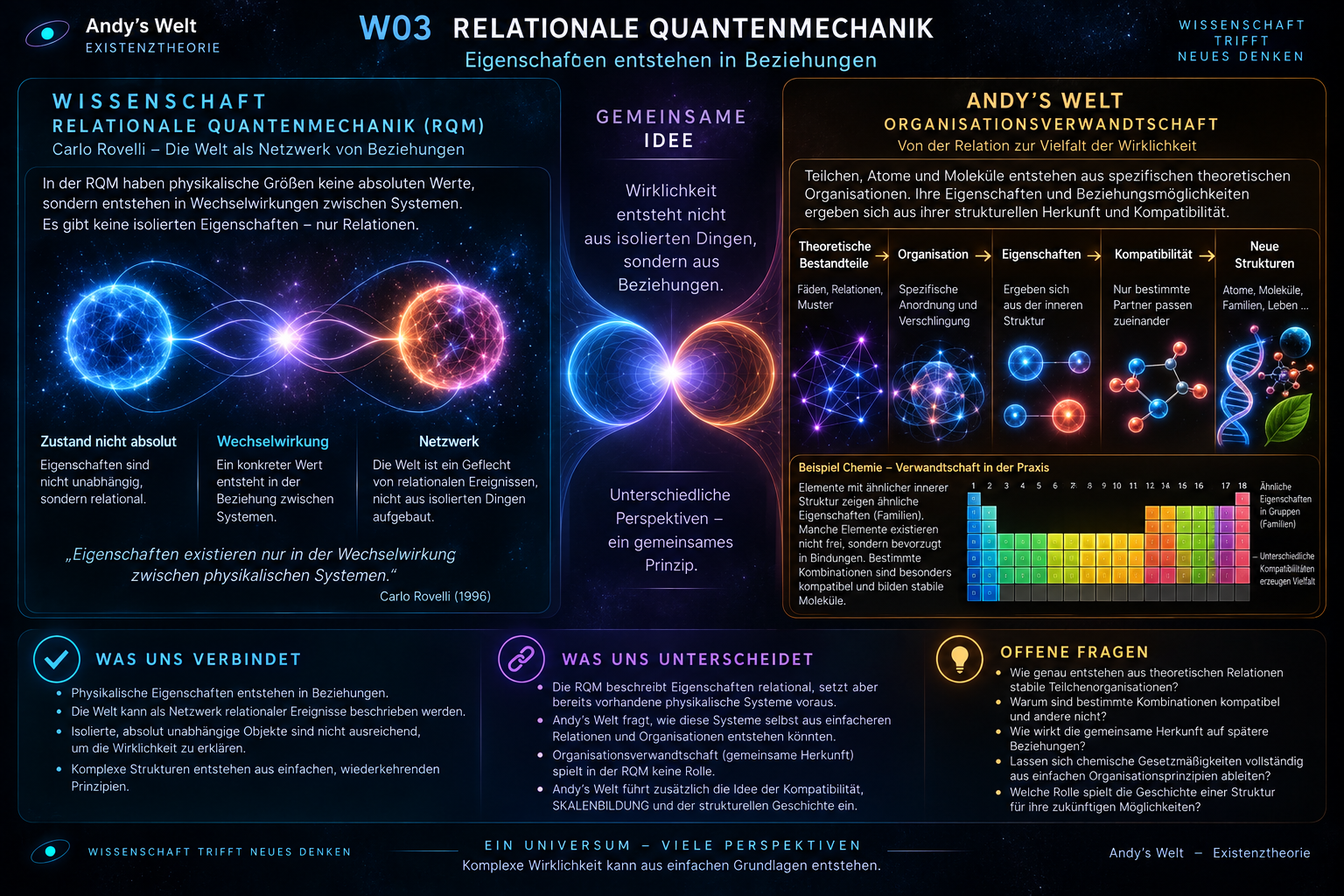 Vergleich zwischen Relationaler Quantenmechanik und Andy’s Welt: relative Eigenschaften in Wechselwirkungen gegenüber Organisationsverwandtschaft, Kompatibilität und Skalenbildung